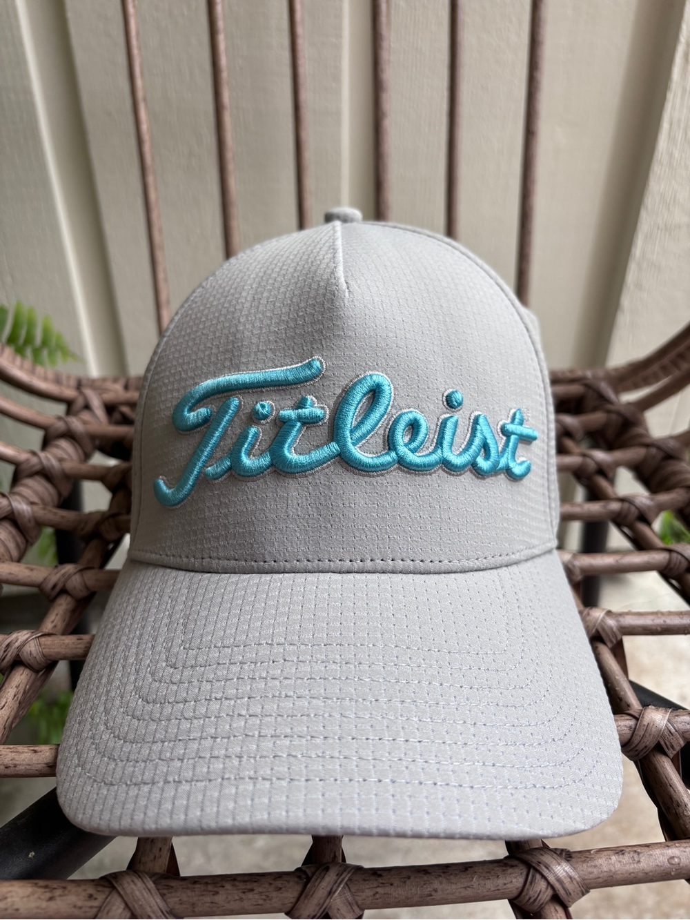 Titleist Light Gray Cap with Teal Script Logo